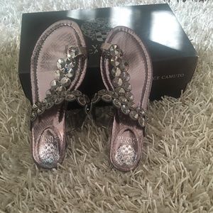 Vince Camuto Steel Mirror  Metallic Ice Sandals.